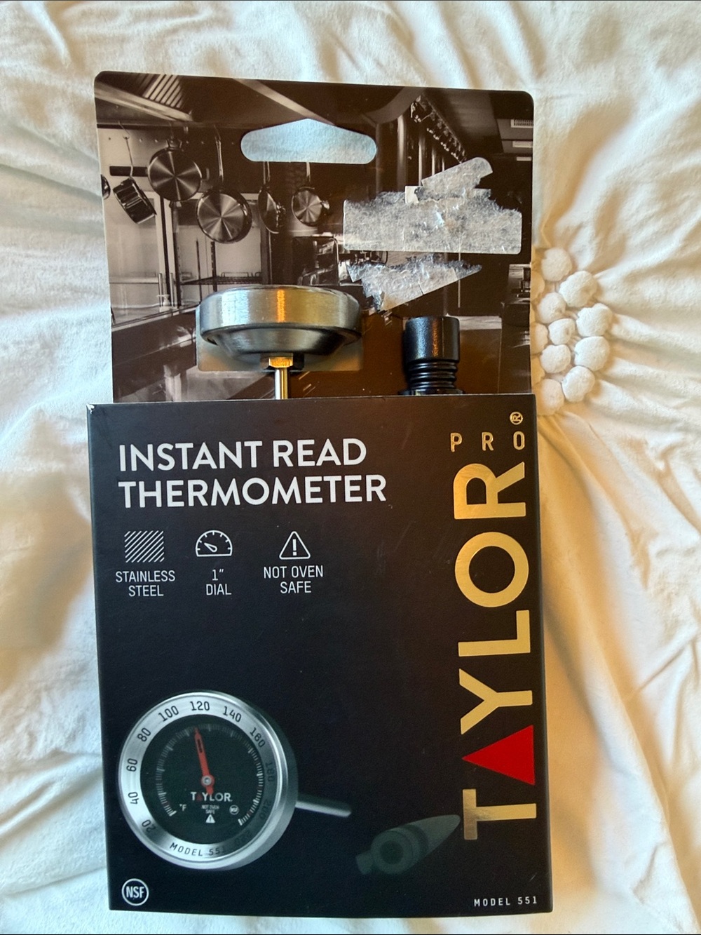 Taylor Pro brand Instant Read Thermometer - Black & Silver